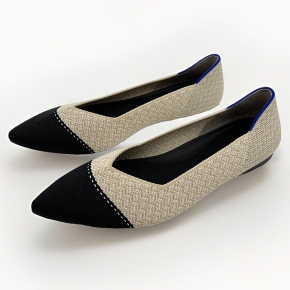 Rothy’s The Point Cream Herringbone Ballet Flats - Picture 1 of 13